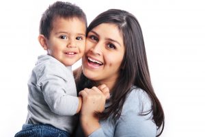 mother and son embracing