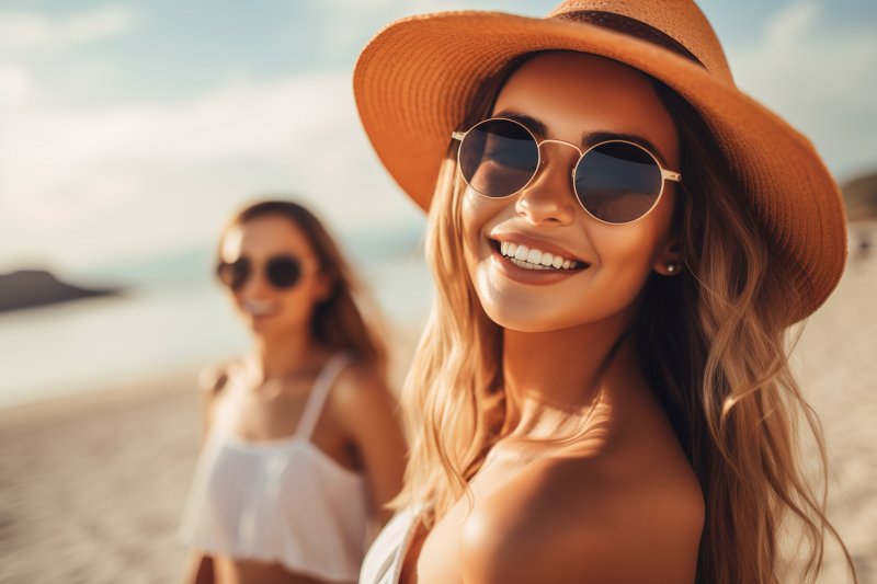 A pretty woman showing off her beach-ready smile